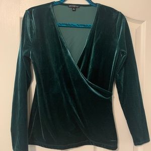 Velvet wrap blouse